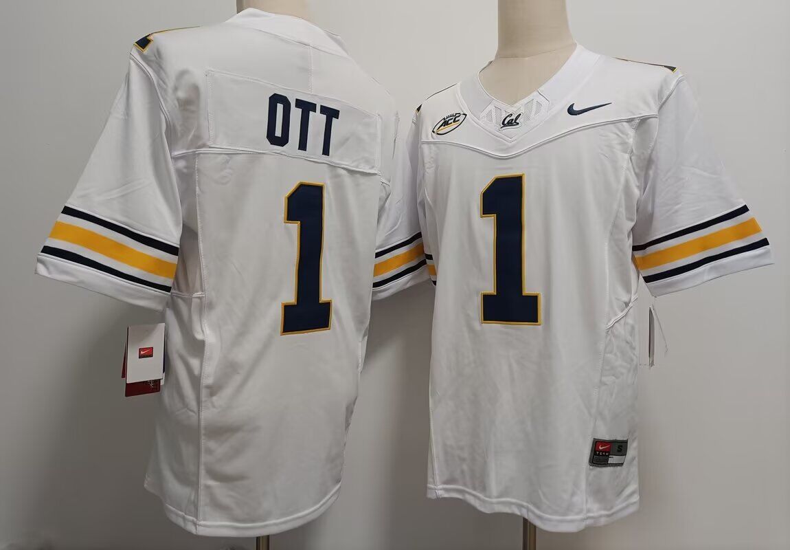 Men California Golden Bears #1 OTT white 2024 Nike NCAA jersey->ncaa teams->NCAA Jersey